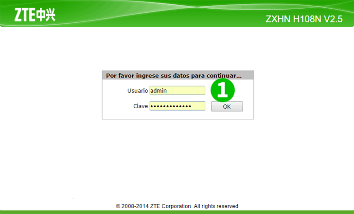 zxhn h108n v2.5 default password